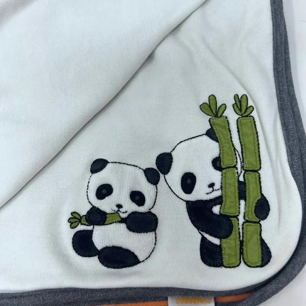 Gymboree Blanket Panda Bamboo‎ Stripes Reversible Cotton Baby Throw 2007